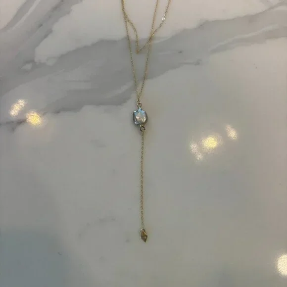 Matching Gold Necklace and Earring Fresh Water Pearl Set